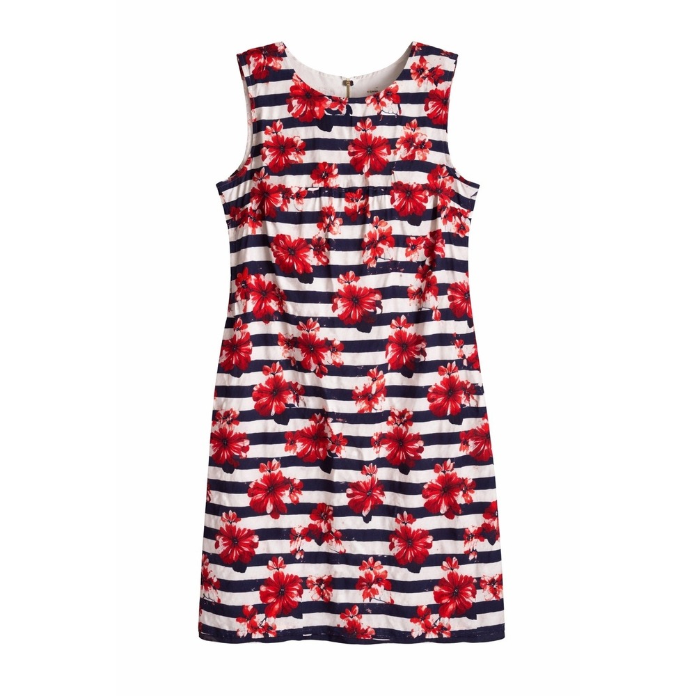 Tabitha Webb Anthropologie Stripe Floral Shift Dress Sz 8 Cotton Stretch